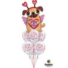 Bukiet 786 Pugs & Kisses Hearts Qualatex #78533 40295-6